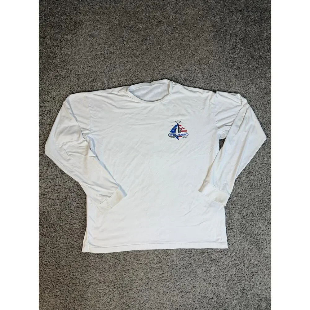 PELAGIC Rash Guard Mens XL White Long Sleeve Breathable Lightweight Mesh